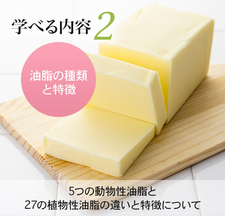 学べる内容2 油脂の種類と特徴